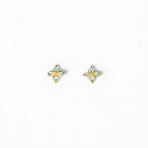 Brinco Flor Banhado a Ouro 18k com 4 pontas de Zircônias