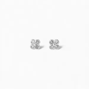 Brinco Flor Trevo Prata 925 com Zircônias
