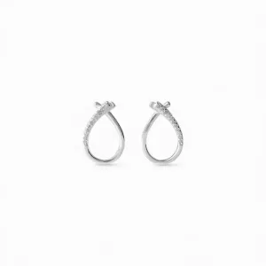 Brinco Orgânico Gota Prata 925 Vazado com Zircônias