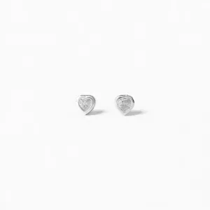 Brinco Ponto de Luz Coração Prata 925 com Zircônia