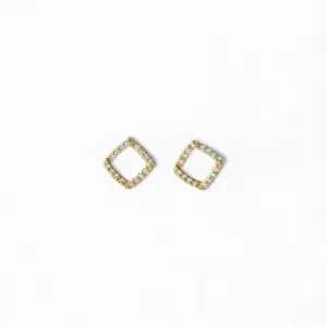 Brinco Quadrado Banhado a Ouro 18k Vazado com Zircônias