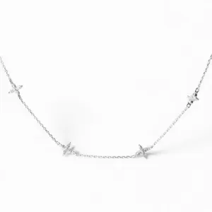 Colar Flores Prata 925 com 6 Flores de Zircônias