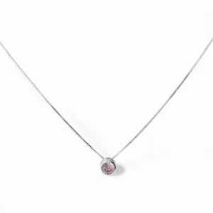 Colar Ponto de Luz Prata 925 com Zircônia Rosa
