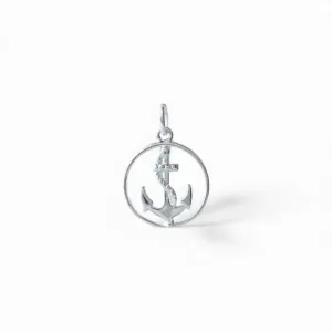 Pingente Medalha com Âncora Prata 925