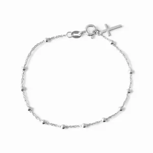 Pulseira Bolinhas e Cruz Prata 925