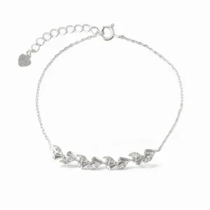 Pulseira Folhas Prata 925 com Zircônias
