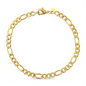 Pulseira Masculina Elo 3 em 1 Banhada a Ouro 18k - 21cm