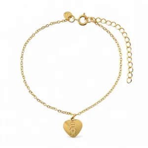 Pulseira Menino e Coração Banhada a Ouro 18k