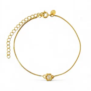 Pulseira Veneziana Flor Banhada a Ouro 18k com Zircônia