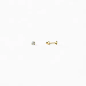 Brinco Infantil Ponto de Luz Ouro 18k com Tarraxa Baby - 3mm