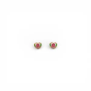 Brinco Coração Banhado a Ouro 18k com Zircônias Coloridas