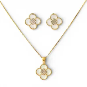 Conjunto Flor com Madrepérola e com Zircônias