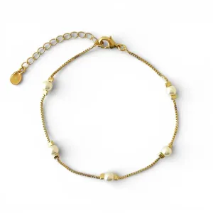 Pulseira Veneziana e Pérolas Banhada a Ouro 18k