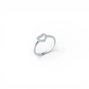 Anel Coração Prata 925  Vazado com Zircônias