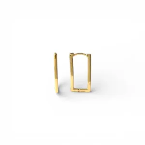 Brinco Argola Click Retangular Banhado a Ouro 18k - 2cm