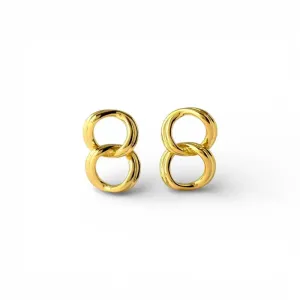 Brinco Elos Duplos Entrelaçados Banhado a Ouro 18k