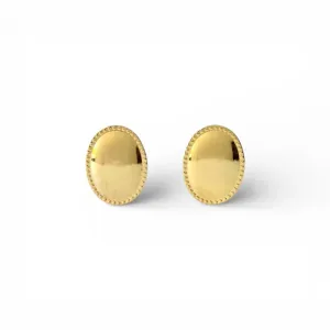 Brinco Oval Banhado a Ouro 18k com Detalhe Pontilhado - 1,9cm