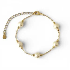 Pulseira Elo Cartier e Pérolas Banhada a Ouro 18k