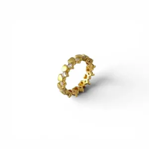 Anel Coração Banhado a Ouro 18k com Zircônias 360º