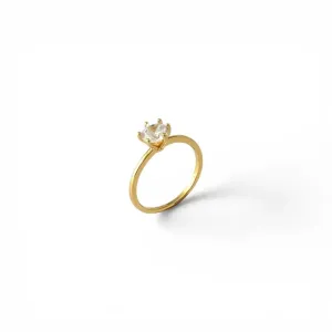 Anel Solitário Banhado a Ouro 18k com Zircônia