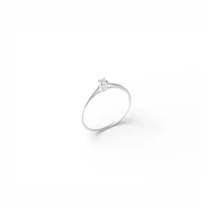 Anel Solitário Prata 925 com Zircônia