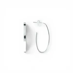 Brinco Argola Aberta Oval Folheada a Prata