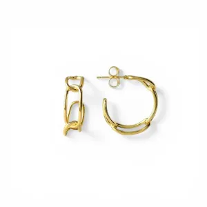 Brinco Argola com Elos Corrente Banhado a Ouro 18k