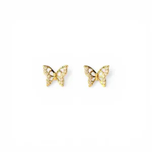 Brinco Borboleta Banhado a Ouro 18k Vazada com Zircônias