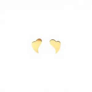 Brinco Coração Assimétrico Banhado a Ouro 18k Liso