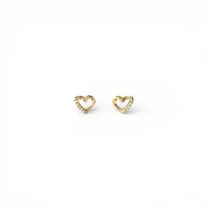 Brinco Coração Banhado Ouro 18k com Zircônias