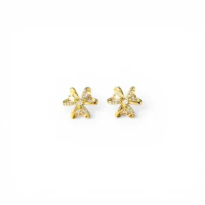 Brinco Flor Banhado a Ouro 18k com Zircônias