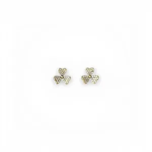 Brinco Flor Trevo Banhado a Ouro 18k com Zircônias