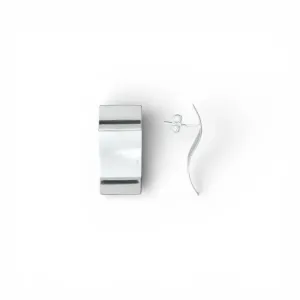 Brinco Orgânico Ondulado Folheado a Prata Chapa Retangular