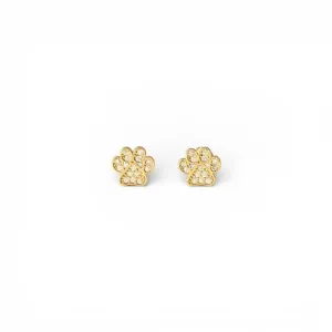 Brinco Pata Cachorro Banhado a Ouro 18k com Zircônias