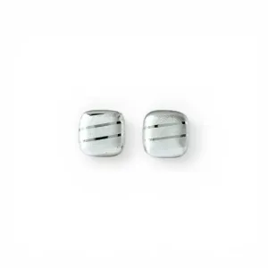 Brinco Quadrado Dourado Texturizado Folheado a Prata