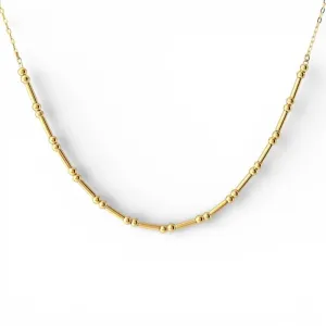 Colar com Bolinhas e Tubinhos Banhado a Ouro 18k - 42cm