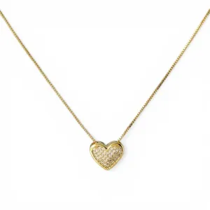 Colar Coração Banhado a Ouro 18k com Zircônias