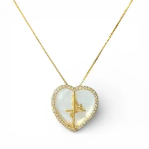 Colar Fé Banhado a Ouro 18k com Madrepérola e Zircônias