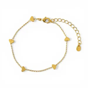 Pulseira Corações Lisos Banhada a Ouro 18k