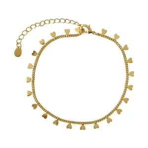 Pulseira de Corações lisas Banhado a Ouro 18k