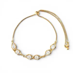 Pulseira Gravatinha com Gotas Banhada a Ouro 18k Zircônias