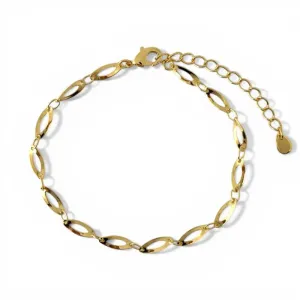 Pulseira Laminada Elos Ovais Banhada a Ouro 18k