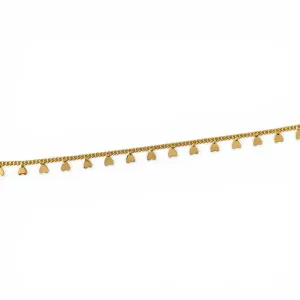 Pulseira Tornozeleira de Corações Lisos Banhado a Ouro 18k