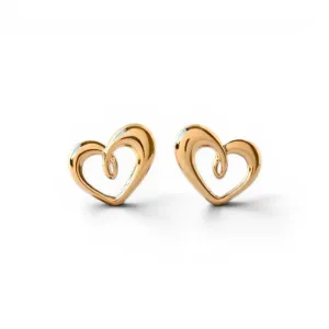 Brinco de Coração Vazado Orgânico Liso Banhado a Ouro 18k