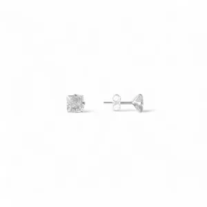 Brinco Ponto de Luz Quadrado Prata 925 com Zircônia - 6mm