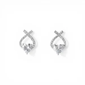 Brinco Prata 925 de Gota Coração Zircônia