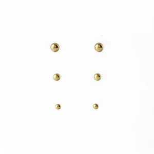 Brinco Trio Bola Lisa Banhado a Ouro 18K