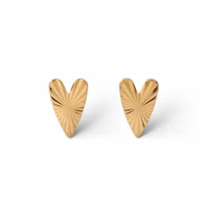 Brinco de Coração Riscado Banhado a Ouro 18k