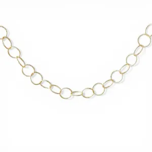 Colar de Elos Redondos Banhada a Ouro 18k Trabalhado