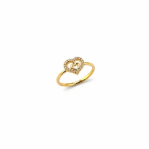 Anel 2 Corações Banhado em Ouro 18k Liso e com Zircônias